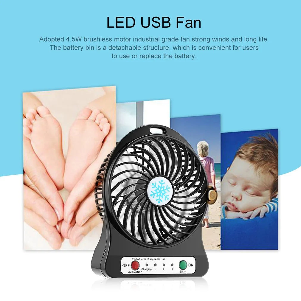 Xiaomi Portable Mini Fan Air Cooler USB Chargeable Desktop Fans 3 Mode Speed Regulation Summer Outdoor Hand Fans with LED Lights