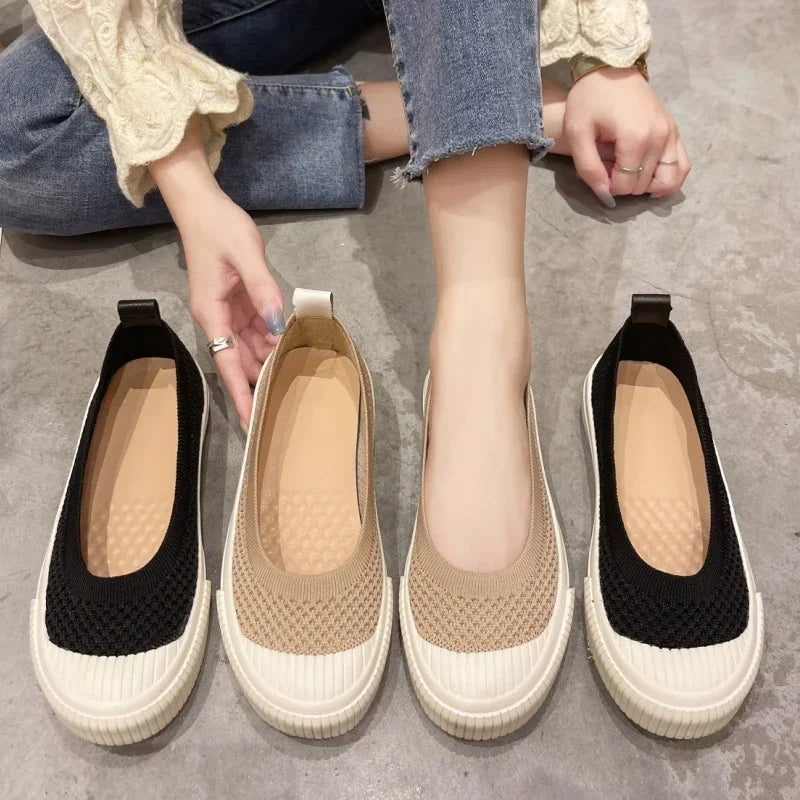 2023 Women's Summer Flats Round Head Woven Fabric Fashion Flat Loafers Spring and Fall Casual Shoes