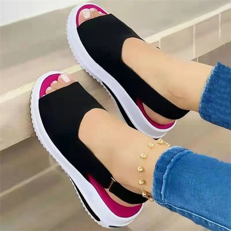 2022 Fashion New Women Sandals Soft Stitching Ladies Sandals Comfortable Flat Sandals Women Open Toe Beach Shoes Woman Footwear