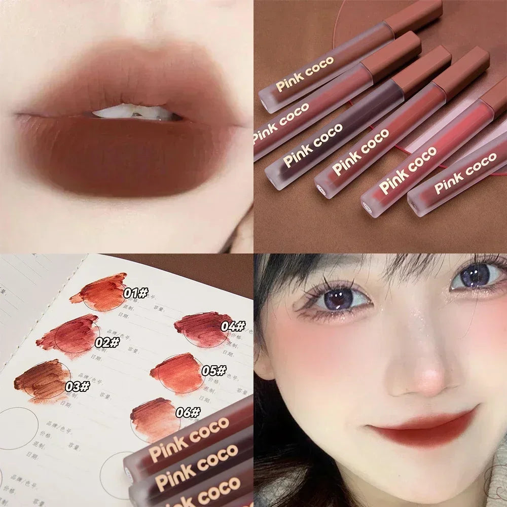 Waterproof Matte Lip Glaze Sexy Nude Red Long Lasting Velvet Lip Gloss Non-stick Cup Liquid Lipsticks Lip Makeup Korean Cosmetic