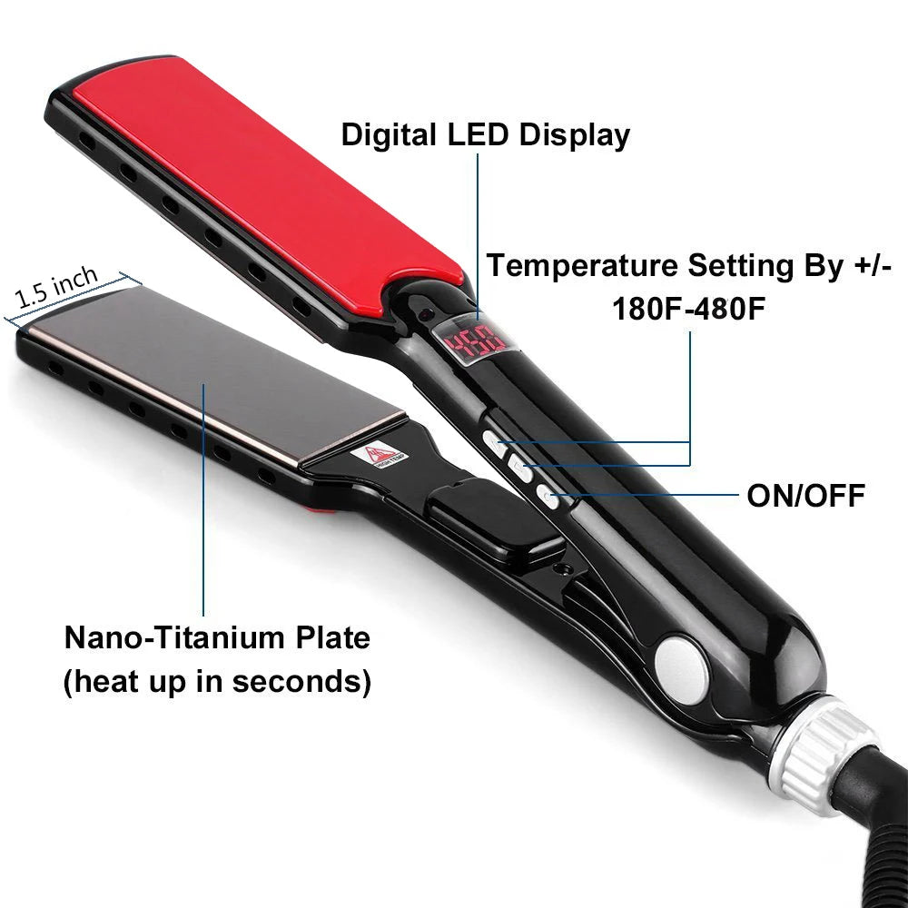 Titanium Hair Straightener 480F High Temperature Professional Wide Plates Hair Plank MCH Treatment Hair Flat Irons