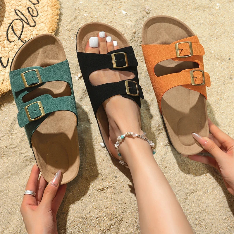 Classic Buckle Strap Birken Slippers Woman Soft Cork Footbed Thong Sandals Ladies Brand Design Comfort Beach Flip Flop Shoes