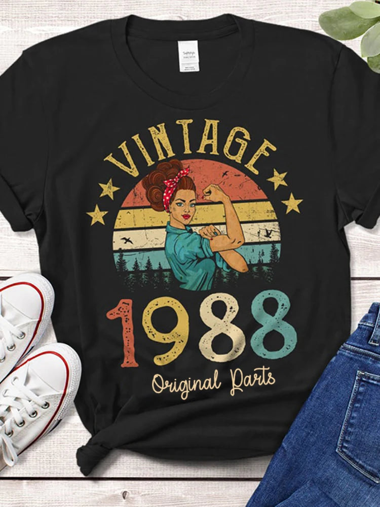 Vintage 1981 Original Parts T-Shirt 40 Years Old 40th Birthday Gift Idea Women Girls Mom Wife Daughter Funny Retro Tee Shirt