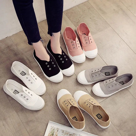 2022 Autumn New Slip-On Lovers Canvas Shoes Women's All-Match Trend White Shoes Summer Student Flat Bottom Casuals Male Sneakers