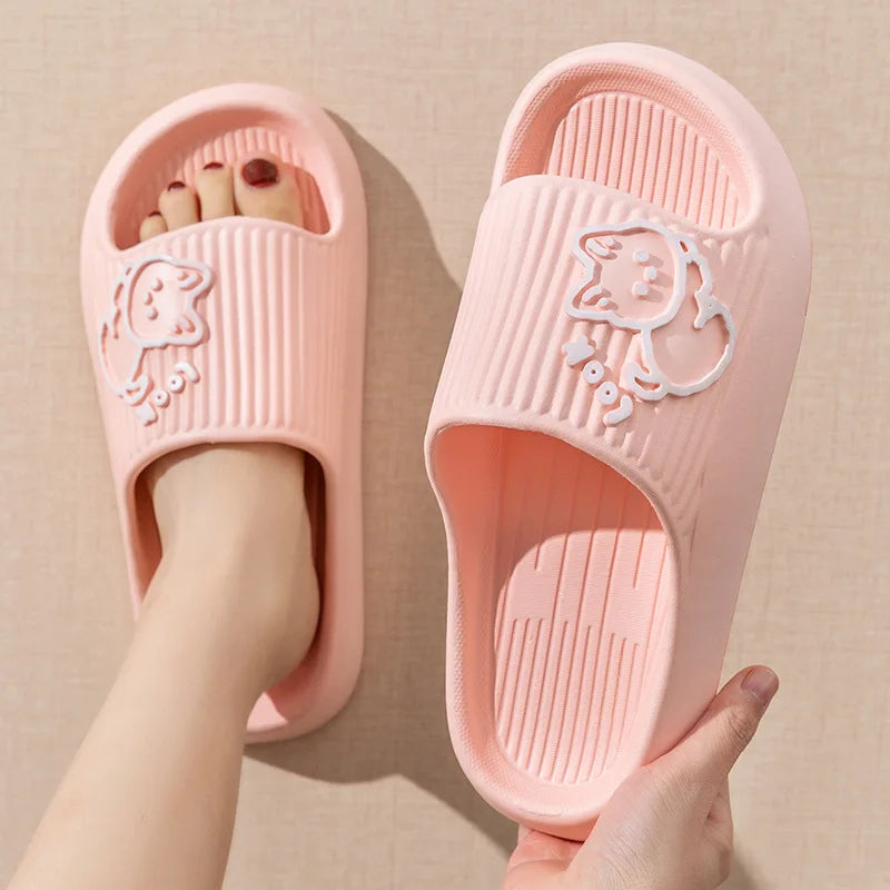 2023 Summer Women Slippers Bath Platform Non-Slip Home Cat Cartoon Flip Flops Beach Sandals Ladies Slides Indoor Zapatillas