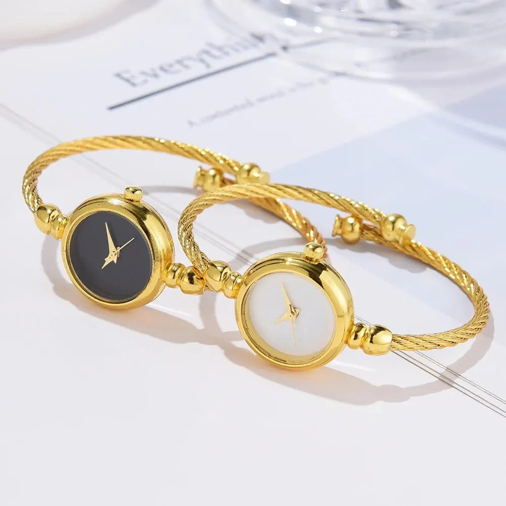 2PCS Fashion Luxury Women's Watch Gold Fine Strap Ladies Watch For Bracelet Montre Femme Female Wrist Watch Women Clock Relojes