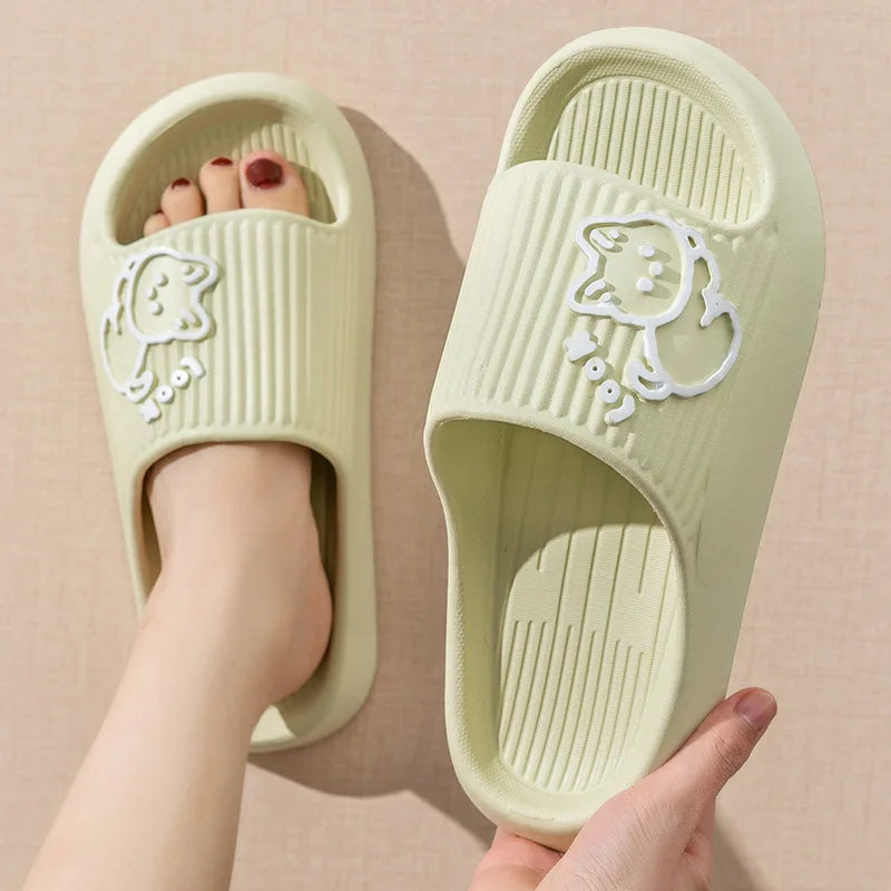 2023 Summer Women Slippers Bath Platform Non-Slip Home Cat Cartoon Flip Flops Beach Sandals Ladies Slides Indoor Zapatillas