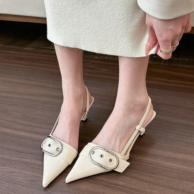 2024 New Summer Sandals Women Pointed Toe High Heels Shoes Outdoor Elegant Dress Ladies Shoes Zapatillas De Mujer