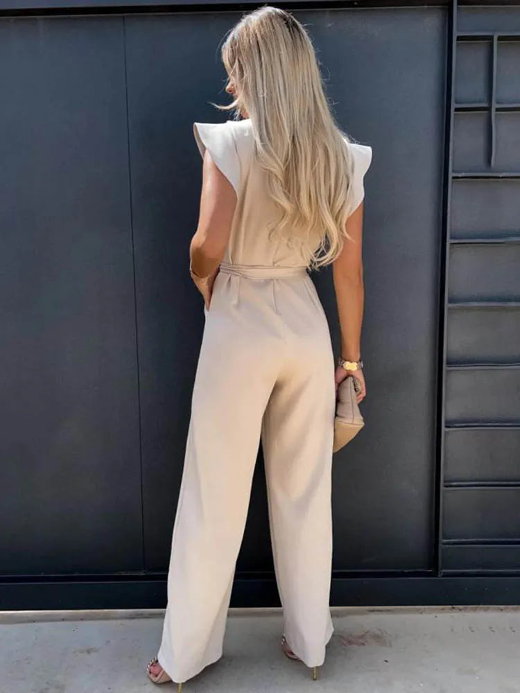 2024 Summer Short Sleeve Wide Leg Jumpsuit For Women Elegant Romper Vintage Streetwear Jumpsuits Overalls Women Jump Suit Woman