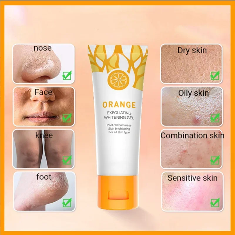 50g Orange Exfoliating Gel for Facial Body Scrub Skin Cleaning Gentle Orange Facial Scrub Body Cleansing Gel Dead Skin Remover ﻿