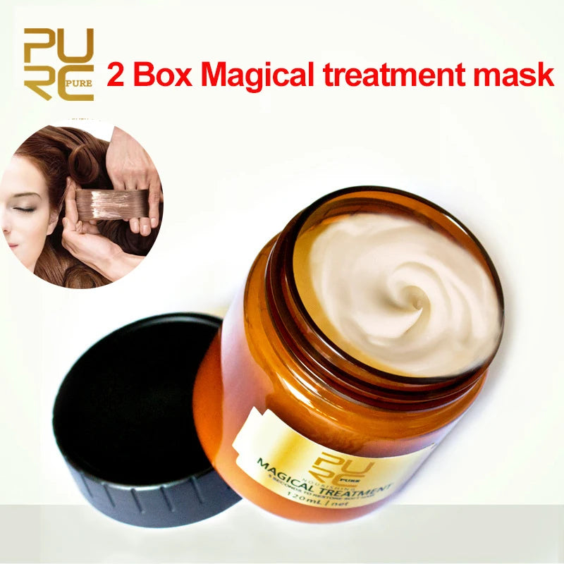 2PCS/Lot PURC Magical Treatment Hair Mask Keratin Straighten Nourish Restore Soft 5 Seconds Repairs Damaged Hair for Women