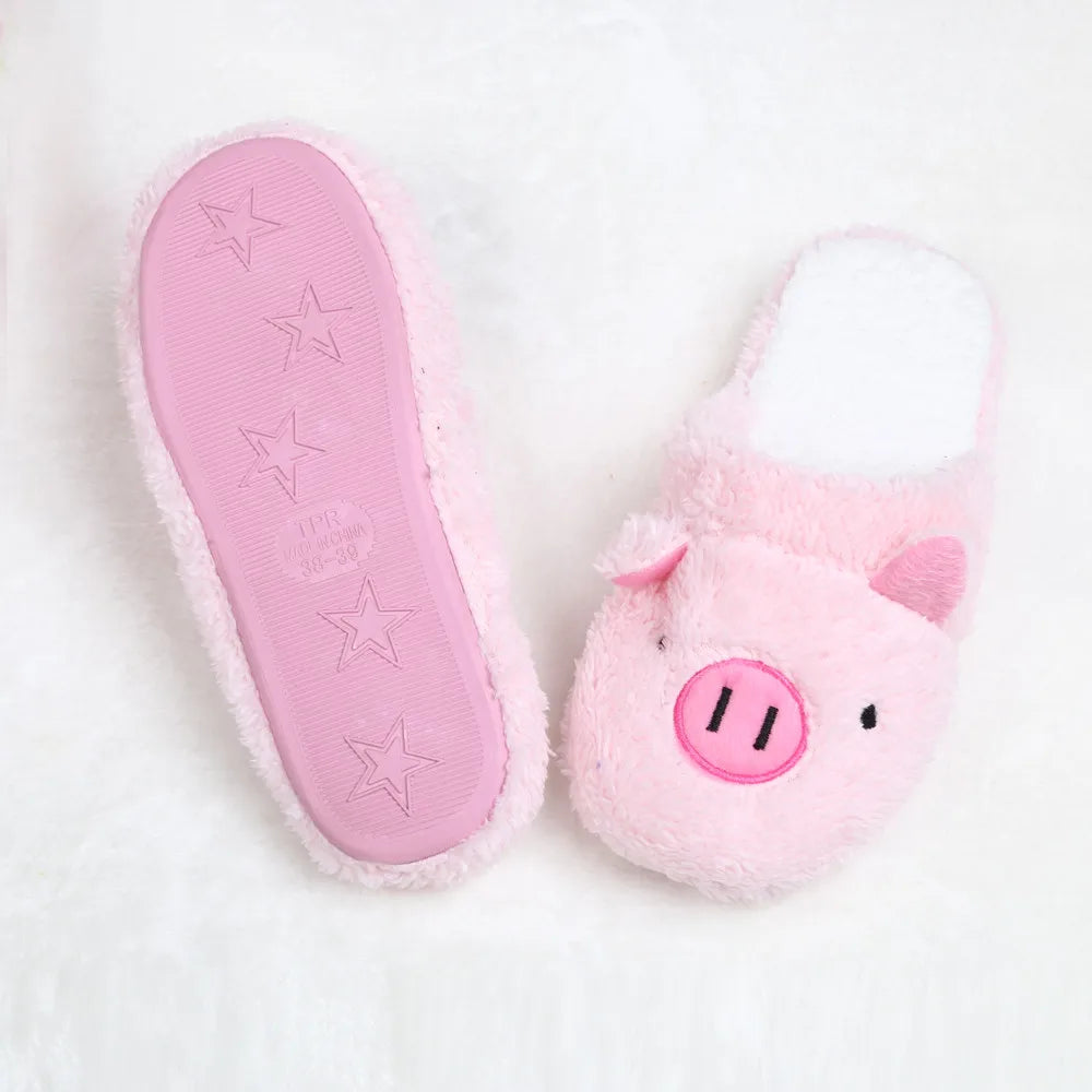 Women's Winter Slipper Chinelos Pantufas Adulto Fashion Lovely Bear Pig Indoor House Slippers With Fur New Home Shoes For Women