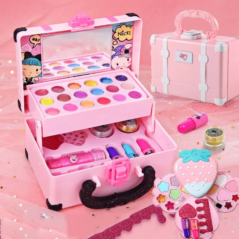 ZK30 Children Makeup Set Simulation Pretend Play Toys Cosmetic Lipstick Nail Polish Bag Educational Toys Birthday Gift for Girls