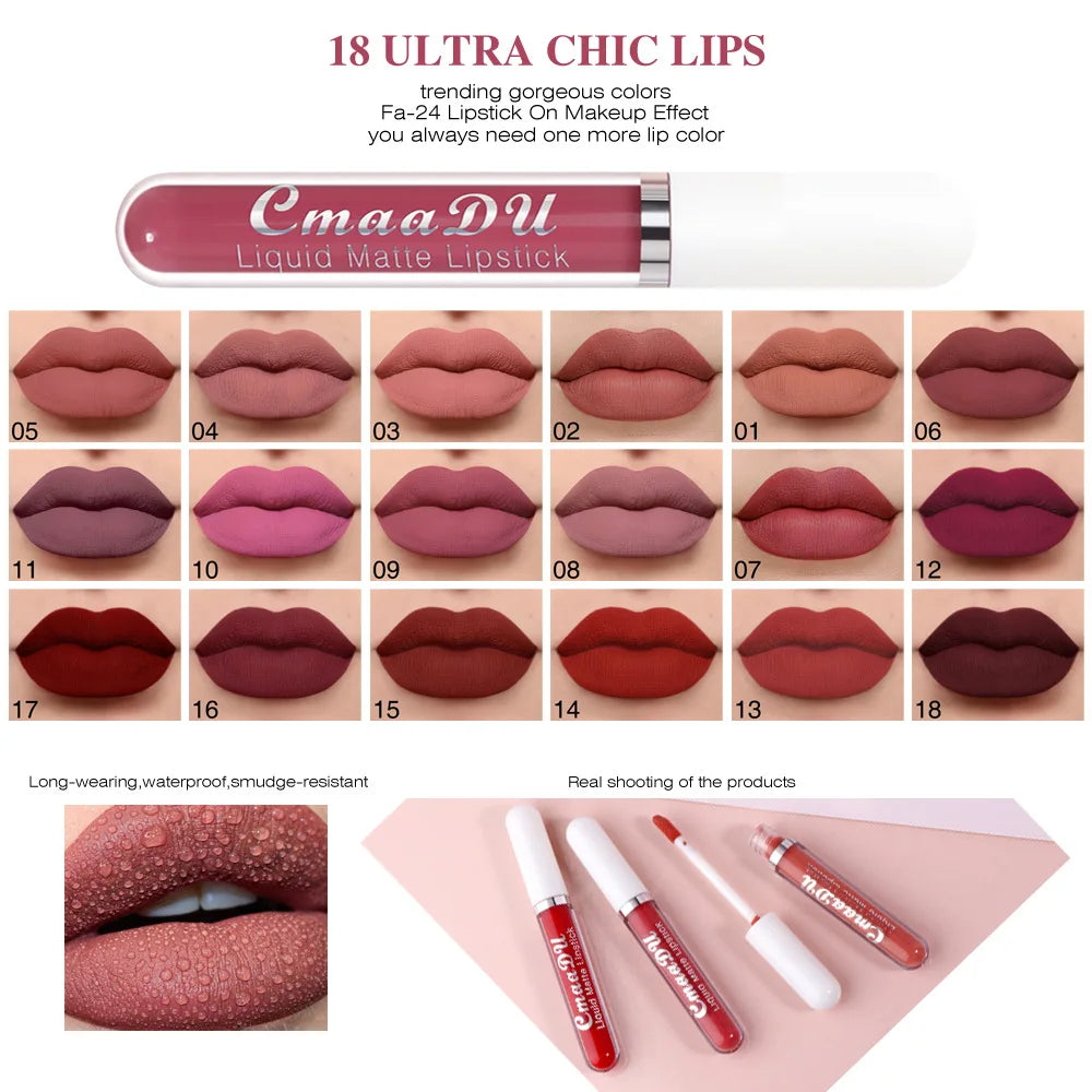 18 Color Lipstick Matte Waterproof And Long-lasting Lip Gloss