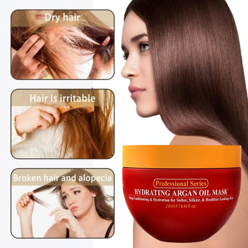 Arvazallia Hydrating Argan Oil Hair Mask Hair Treatment Split Ends Repair Damage Deep Conditioner Hair Care Product- 8.45 Oz