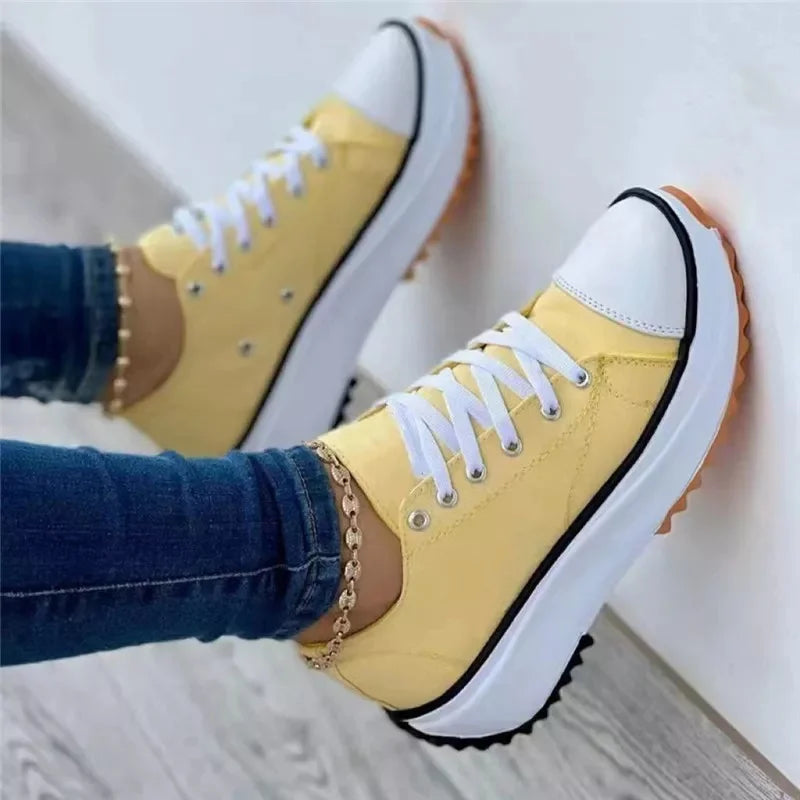 Canvas Shoes Women's Sports for Women Woman Sneakers Platform Casual Female Tennis Ladies 2023 Walking Chunky Lace Up Plus Size