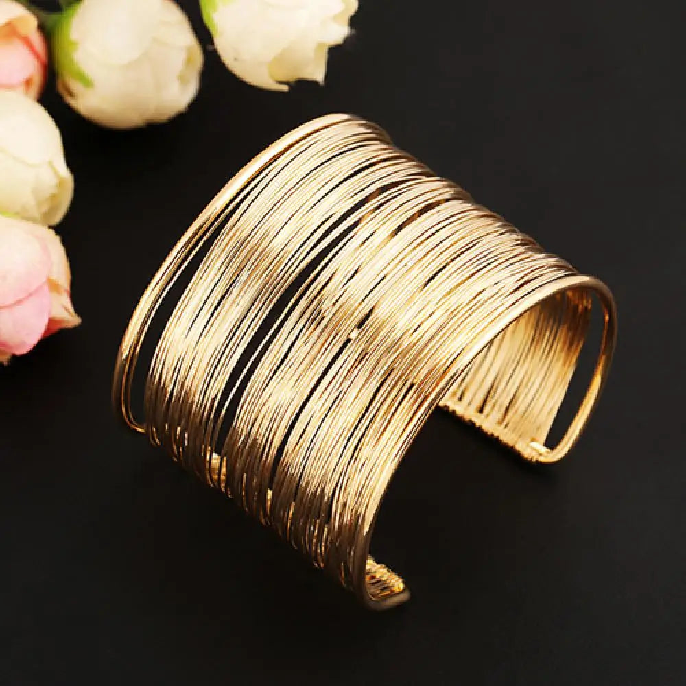 2022 Fashion Women Bracelet Metal Wires Strings Open Bangle Wide Cuff Bracelet Hand Chain Ring Bangles pulseras браслеты на руку