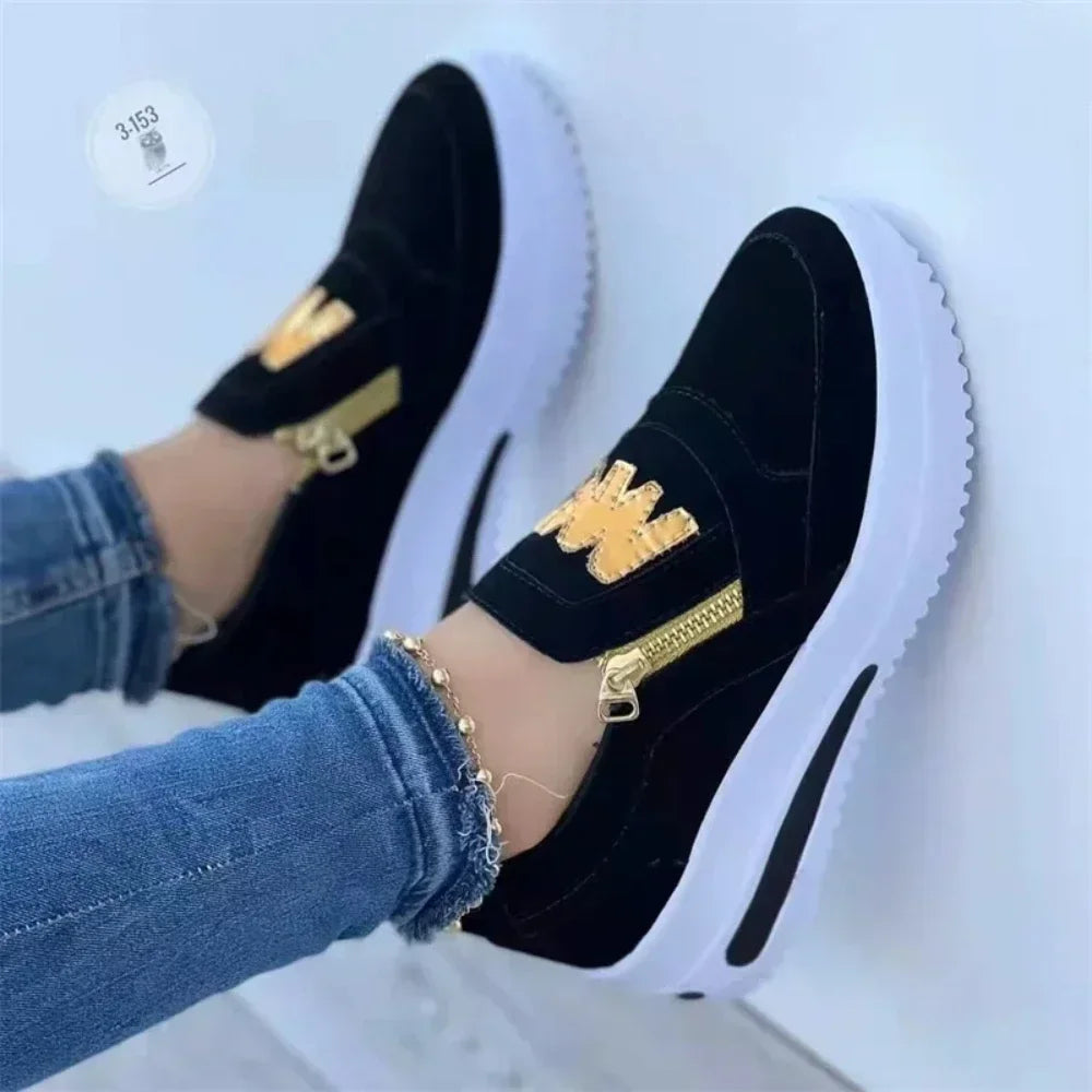 Women Casual Sneakers M Printed Side Zipper Platform Plus Size Vulcanized Shoes Zapatillas Mujer Sapato Plataforma Feminino