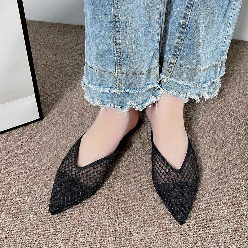 Women's Shoes 2023 Summer New High Quality Basic Women's Slippers Trend Comfortable Soft Sole Mesh Muller Slippers Zapatos Mujer