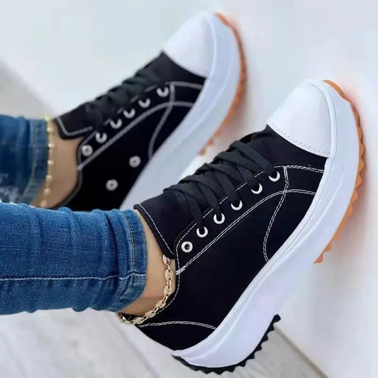 Canvas Shoes Women's Sports for Women Woman Sneakers Platform Casual Female Tennis Ladies 2023 Walking Chunky Lace Up Plus Size