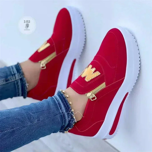 Women Casual Sneakers M Printed Side Zipper Platform Plus Size Vulcanized Shoes Zapatillas Mujer Sapato Plataforma Feminino