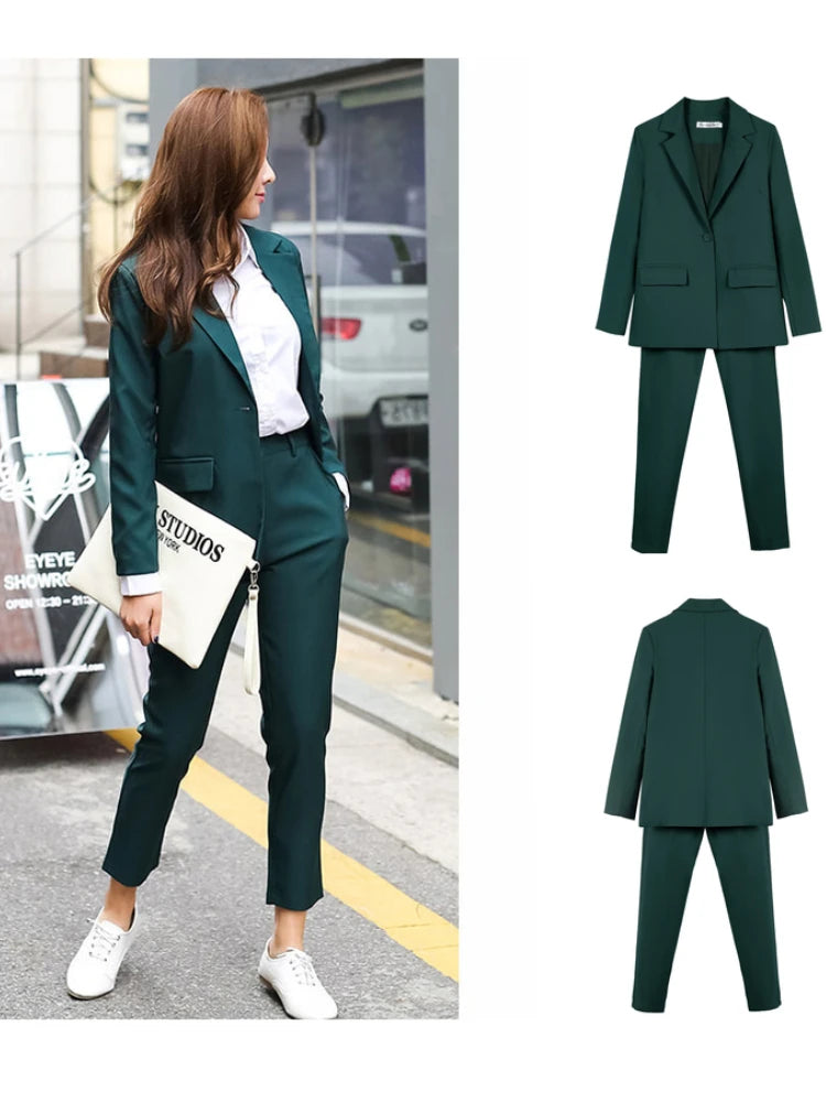 Work Pantsuits OL 2 Piece Set For Women Business Interview Uniform Slim Blazer And Pencil Pants Office Lady Suit Female Outfits