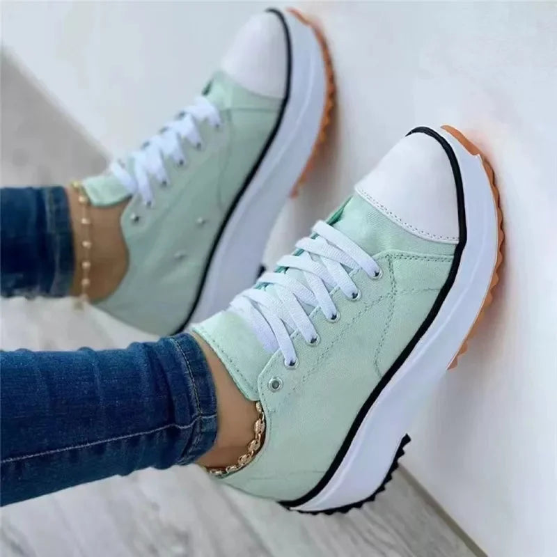 Canvas Shoes Women's Sports for Women Woman Sneakers Platform Casual Female Tennis Ladies 2023 Walking Chunky Lace Up Plus Size