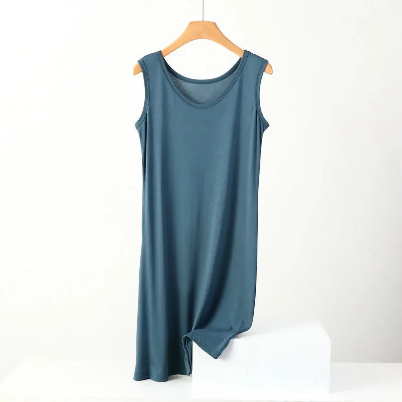 XL-8XL Summer Nightgowns Women New Cotton Sleeveless Nightshirt Plus Size Loose Ladies Nightdress Casual Homewear Sleep Dress