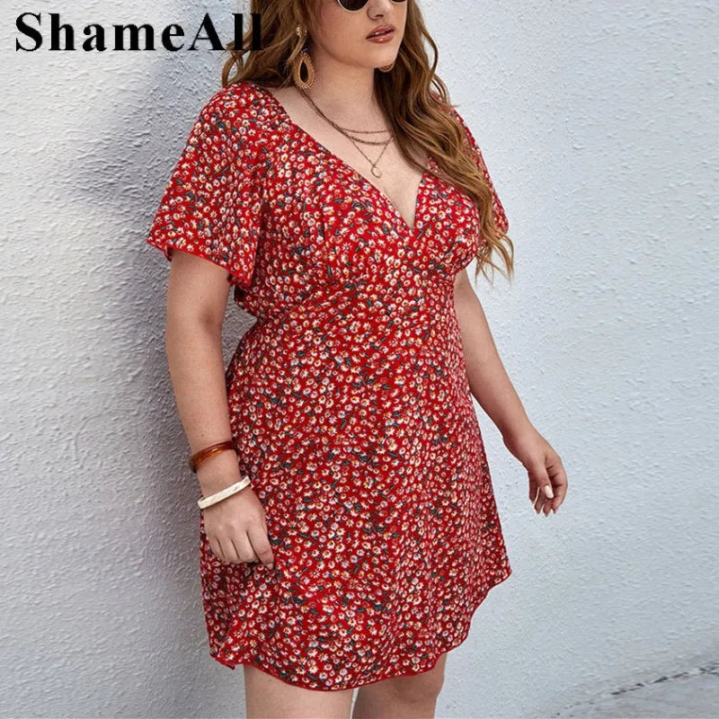 Women's Plus Size Front Allover Print Dress