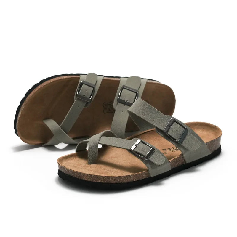 2022 Women Summer Fashion Cork Sandals Beach Gladiator Buckle Strap Sandals Shoes women Flat Casual Beach Sandals  Size 35-45