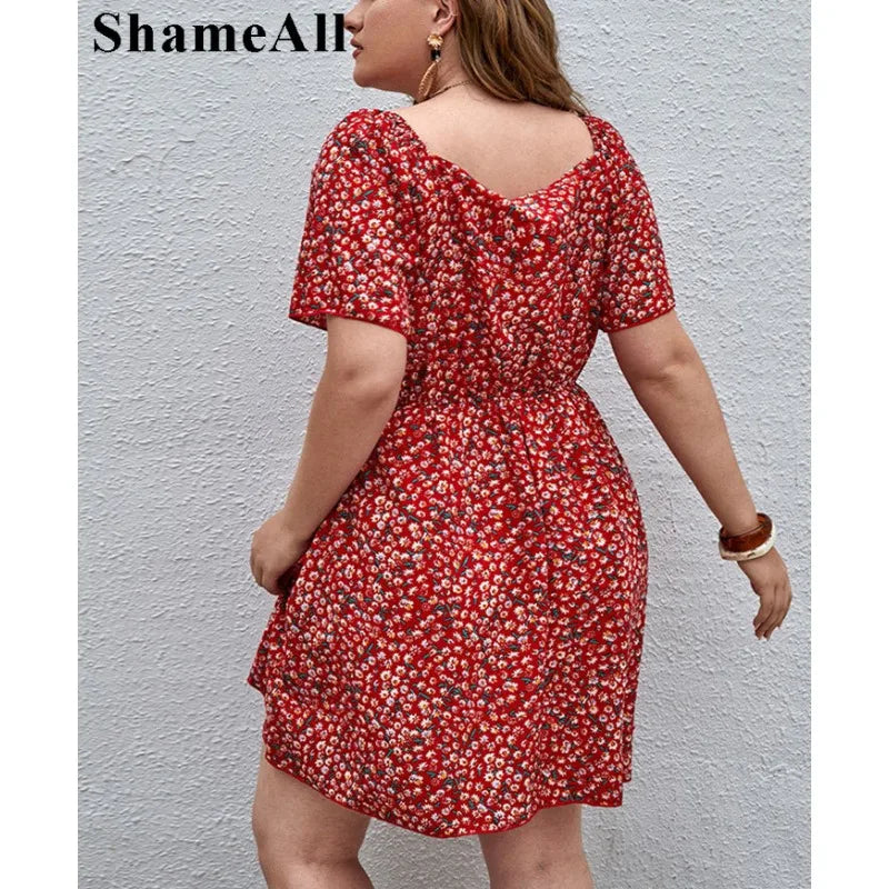 Women's Plus Size Front Allover Print Dress