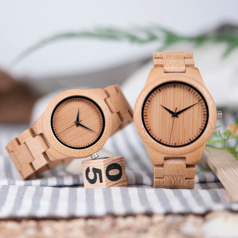 BOBO BIRD Bamboo Watch Men Women Quartz Wristwatches Casual Couple Wood Watches Clock Timepieces Anniversary Gift For Him Custom