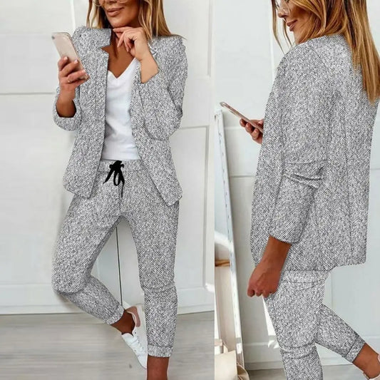 2Pcs Pants Suit for Women Blazer Set Ladies Open Stitch Blazer Jacket Pants Two Piece Set Women Outfits ensemble femme 2 pièces