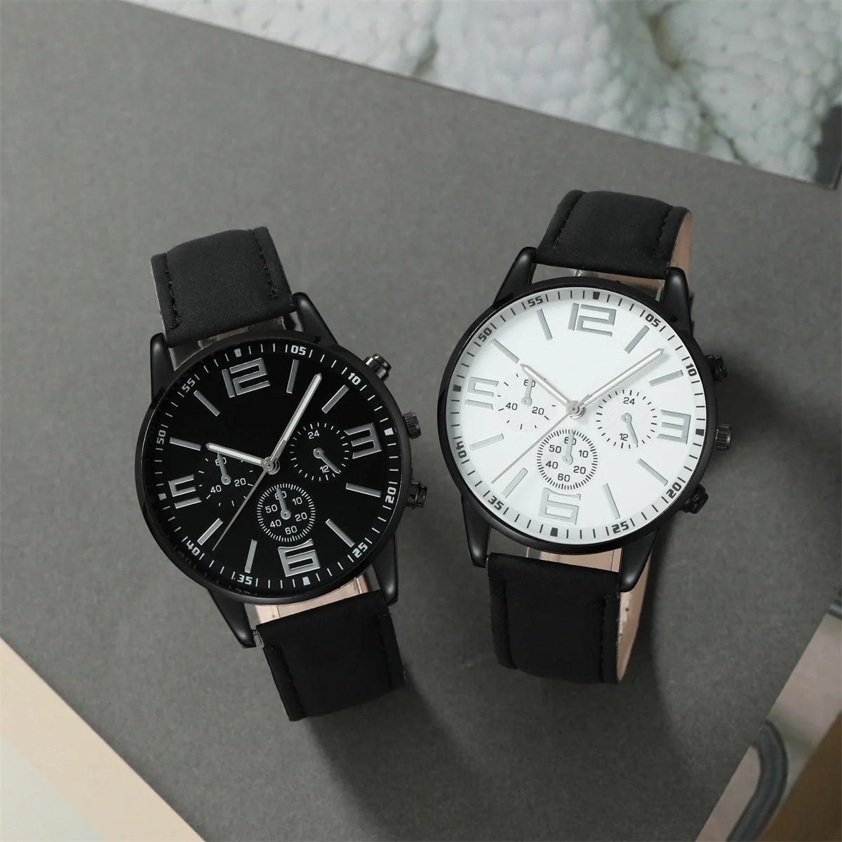 2PCS Fashion Couple Set Watches Luxury Men Women Business Casual Leather Quartz Watch Simple Brown Wristwatch