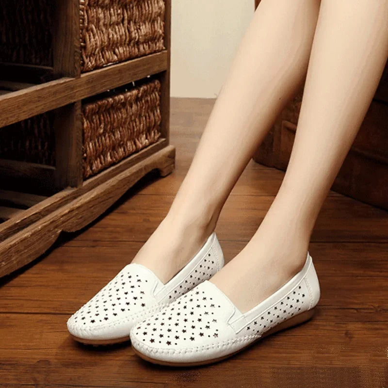 2019 Summer Breathable Women Loafers Shoes Soft Bottom Female Flats Comfortable PU Leather Casual Ladies Footwear