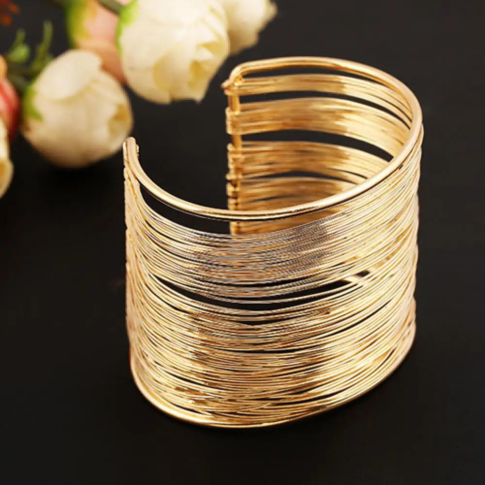 2022 Fashion Women Bracelet Metal Wires Strings Open Bangle Wide Cuff Bracelet Hand Chain Ring Bangles pulseras браслеты на руку