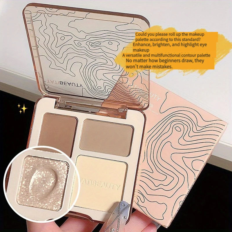 TATIBEAUTY Four Color Contouring Tray Highlight Contouring - Body Tray Matte Shine Powder Highlight Solid Contouring