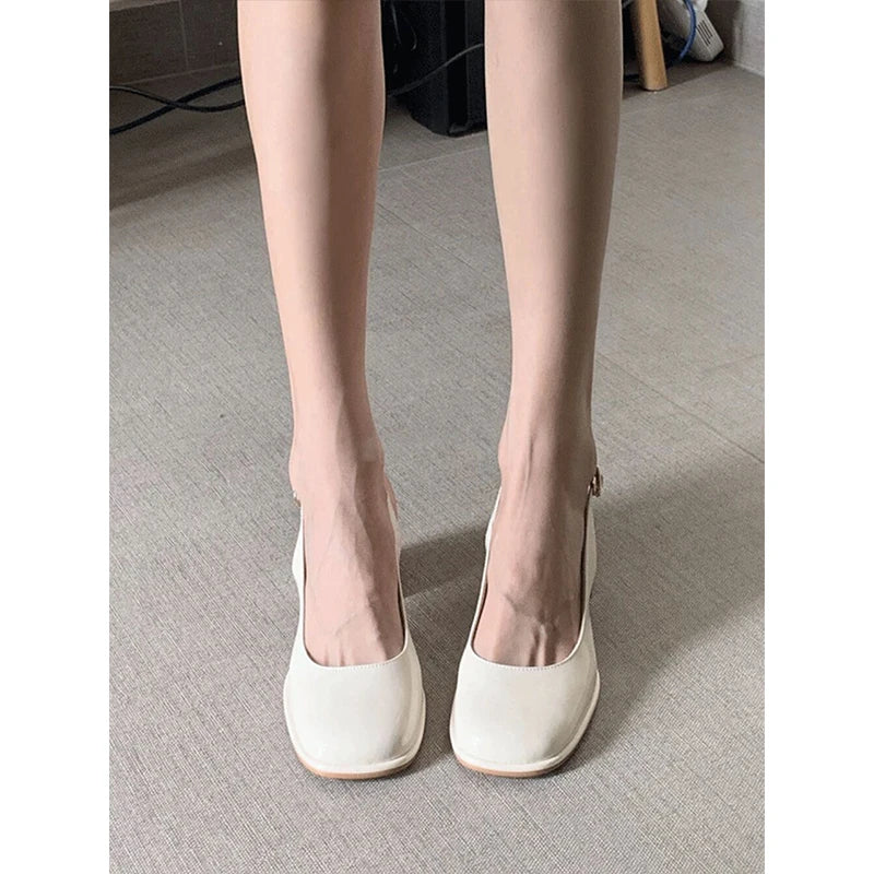 Women's Chunky Heel Sandals Shoes Summer Fashion New Square Toe  Women's  Shoes Dress Office Ladies Heeled Shoes