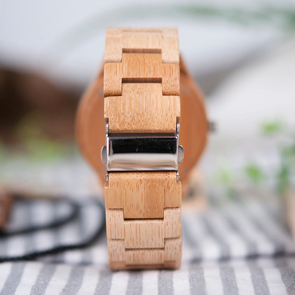 BOBO BIRD Bamboo Watch Men Women Quartz Wristwatches Casual Couple Wood Watches Clock Timepieces Anniversary Gift For Him Custom