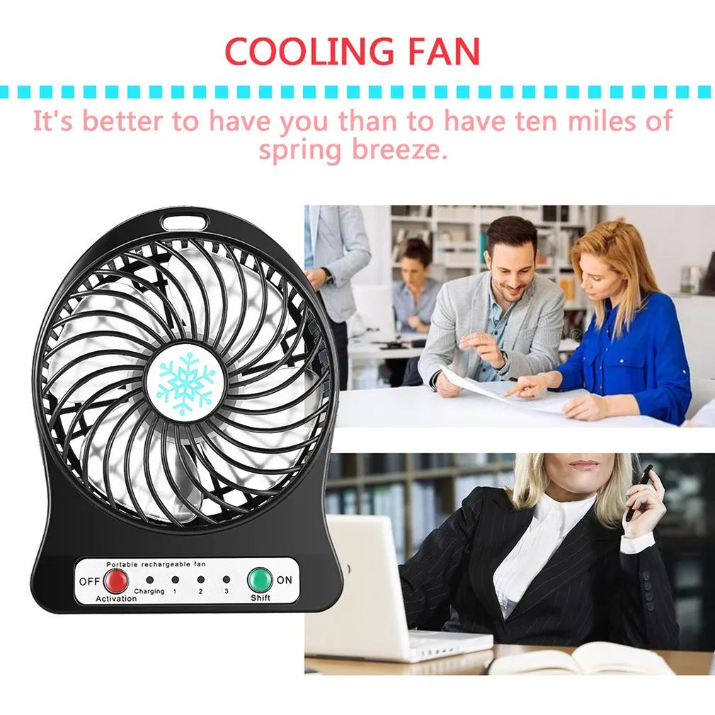 Xiaomi Portable Mini Fan Air Cooler USB Chargeable Desktop Fans 3 Mode Speed Regulation Summer Outdoor Hand Fans with LED Lights