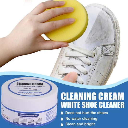 White Shoes Cleaner with Sponge for Sneakers, Cleaning Cream for White Shoes, Household Cleaning Tools for Leather Canvas Daily