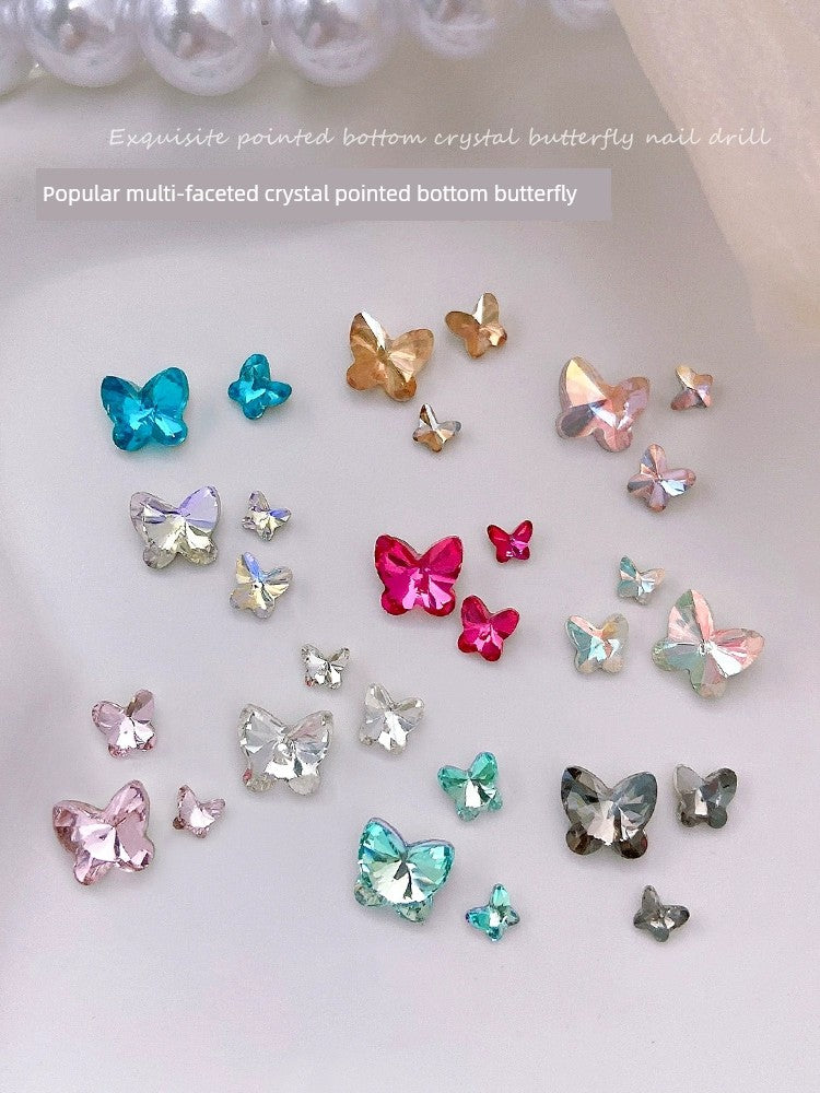 Super Flash Pointed Bottom Pink Large Small Size Mini Manicure Jewelry