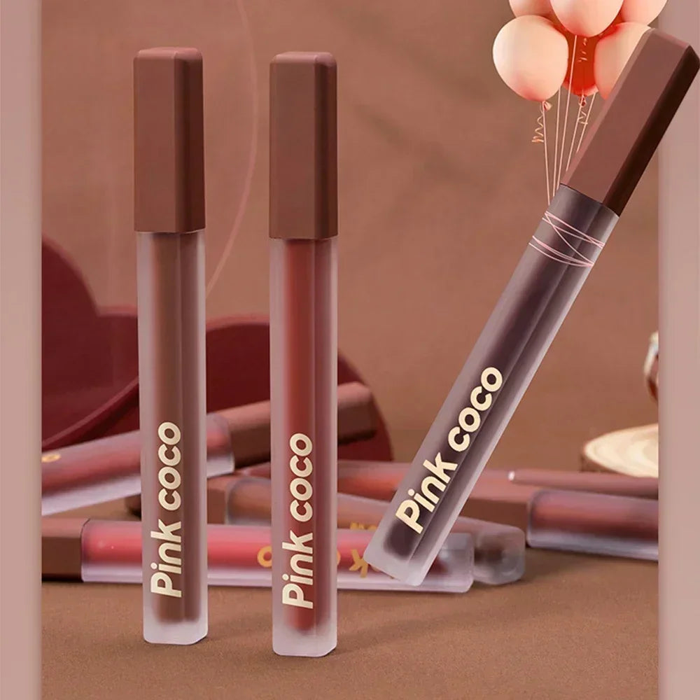 Waterproof Matte Lip Glaze Sexy Nude Red Long Lasting Velvet Lip Gloss Non-stick Cup Liquid Lipsticks Lip Makeup Korean Cosmetic