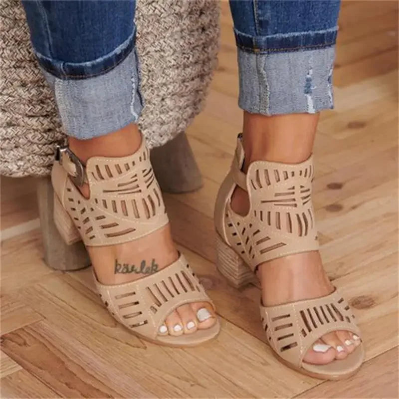 Customized Women Wedge Mid Heel Summer Slip-on Buckle Ladies Shoes Artificial Open Toe Casual Wedding Pumps Women Sandalias