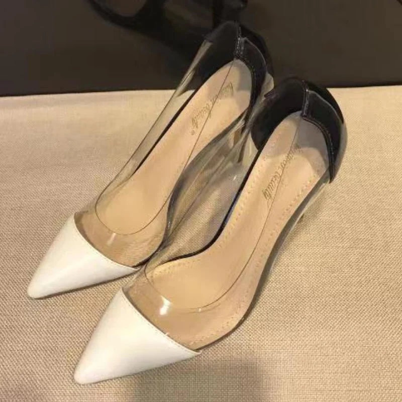 2023 Brand Designer Women's High Heels PVC Transparent Sexy Pointed Heels Party Shoes Ladies Fine Heel Sandals Spring and Summer