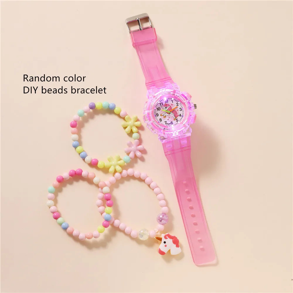 Cute Unicorn Glow-in-the-dark Flash Sports Watch Children's Cartoon Quartz Watch