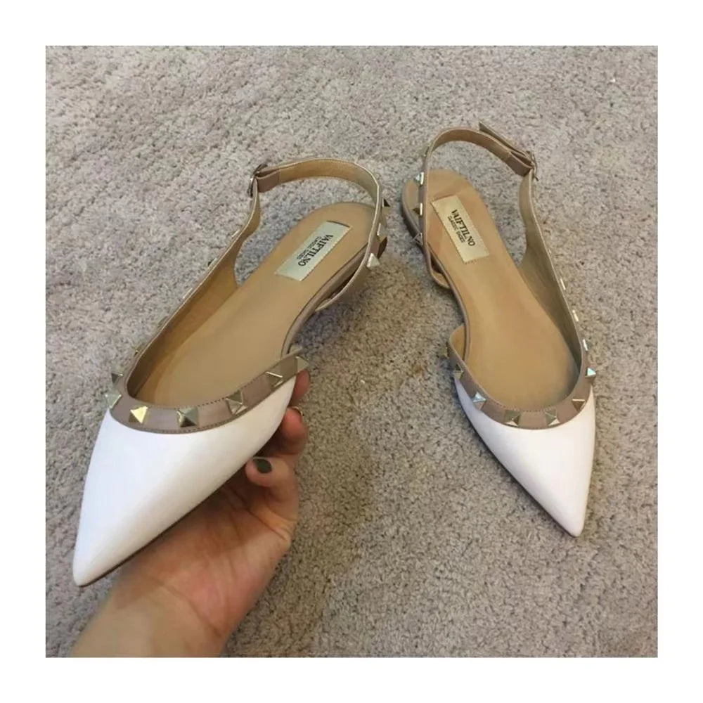 Women's Low Heels Slingback Shoes Woman Spring Summer Flats Elegant Party Sandals Sexy Rivet Dress Loafers Luxury Urban Trendyol