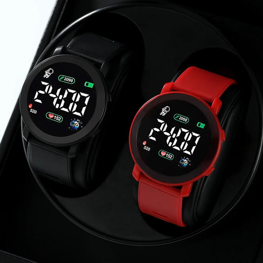 2pcs Couple Astronaut Electronic Watch Black Red Pink High Appearance Level Electronic Watch