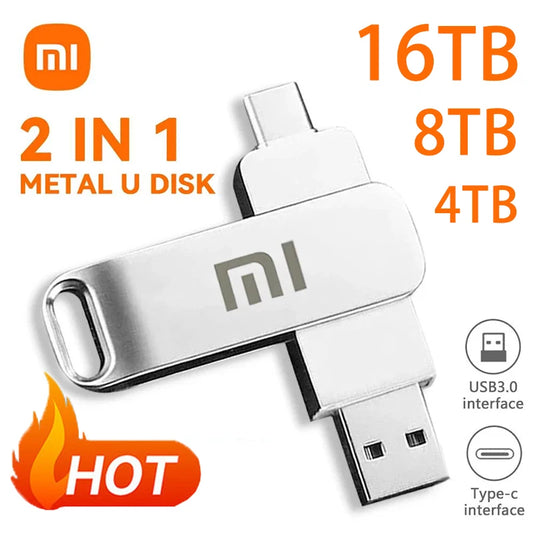 Xiaomi 16TB USB 3.0 Pen Drive 8TB High Speed Transfer Metal SSD Pendrive Cle Portable U Disk Flash Drive Memoria USB Stick New