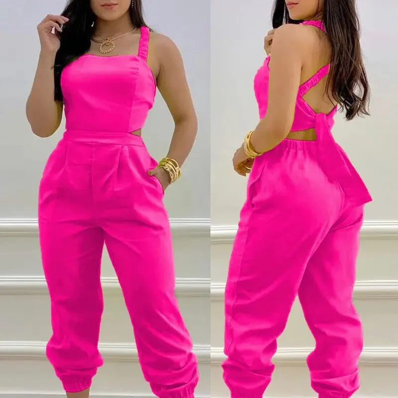 Women's Jumpsuit Elegant Sexy Suspender Printed Jumpsuits Casual Hip Waist Overalls Romper For Women Spring Summer 2023